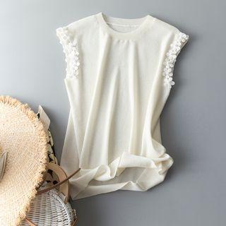 Flower Accent Knit Tank Top