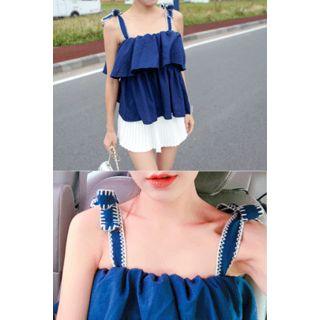Tie-shoulder Ruffled Top