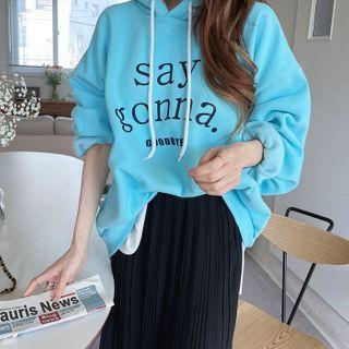 Letter Napped Oversized Hoodie