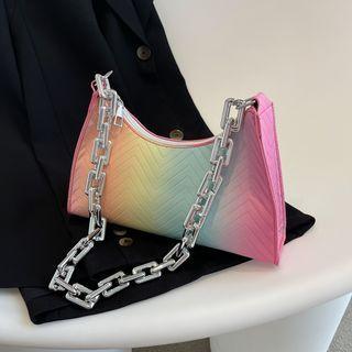 Gradient Faux Leather Shoulder Bag