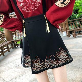 Embroidered Mini A-line Skort