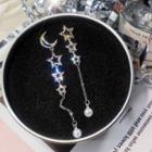 Non-matching Faux Pearl Moon & Star Drop Earring