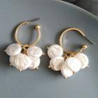 Pearl Disc Fringed Earring 1 Pair - White & Gold - One Size