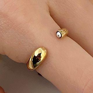 Faux Pearl Stainless Steel Open Ring