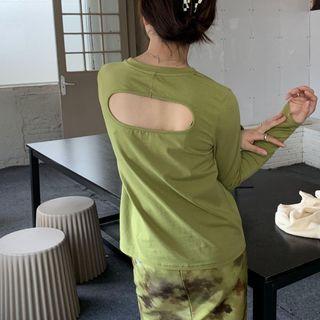Round-neck Open-back Plain Top