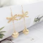 Metal Bow Dangling Heart Hook Earring