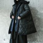 Hooded Long Padded Coat Black - One Size