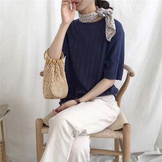 Knitted Elbow-sleeve Top