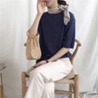 Knitted Elbow-sleeve Top
