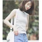 Mock-neck Knitted Tank Top