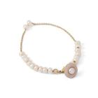 Fashion Creative Plated Gold Saturn Freshwater Pearl Bracelet Golden - One Size