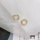 Interlocking Rhinestone Hoop Earring 1 Pair - Gold - One Size