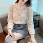 Long-sleeve Lace Blouse With Camisole Top