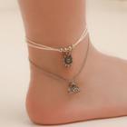 Alloy Elephant Sunflower Layered Anklet 01 - Silver - One Size