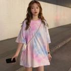 Oversize Elbow-sleeve Tie-dye T-shirt As Shown In Figure - One Size