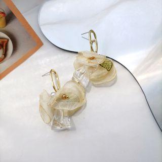 Irregular Resin Mesh Ruffle Drop Earring 1 Pair - S925 Silver - Gold - One Size