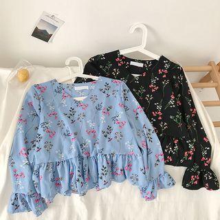 Floral Ruffle Loose-fit Blouse