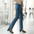 Band-waist Slit-side Jeans