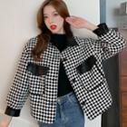 Checkerboard Single-breasted Cropped Jacket