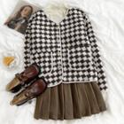Long-sleeve Houndstooth V-neck  Jacket