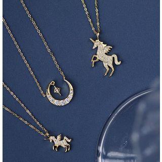 S925 Silver Rhinestone Unicorn Pendant Necklace (various Designs)