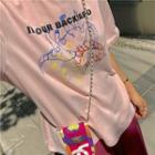 Short-sleeve Printed T-shirt / A-line Skirt