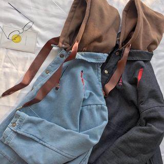 Couple Matching Hooded Buttoned Denim Jacket