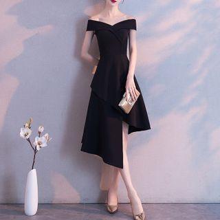 Off-shoulder Asymmetrical A-line Prom Dress