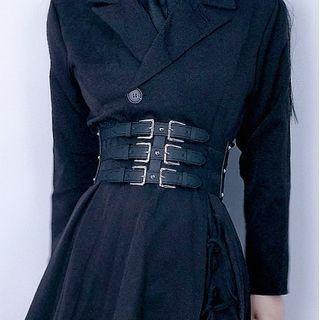 Layered Buckled Waist Belt Black - One Size