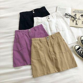 Double Pocket High-waist A-line Skirt