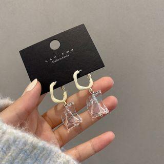 Sterling Silver Asymmetrical Cube Drop Earring 1 Pair - White - One Size