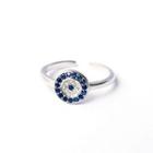 Rhinestone Eye 925 Sterling Silver Ring Silver + Blue - One Size