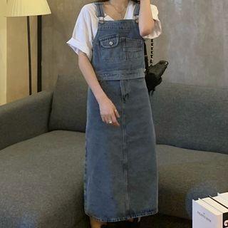 Sleeveless Denim Top / Midi A-line Skirt