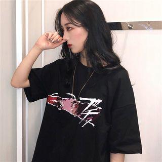Short-sleeve Print T-shirt Black - One Size