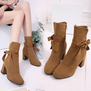 Square-toe Block Heel Mid-calf Boots