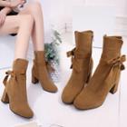 Square-toe Block Heel Mid-calf Boots