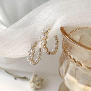 Bead Hoop Sterling Silver Ear Stud Ear Stud - 1 Pair - Gold - One Size