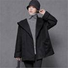 Hooded Open-front Boxy Jacket Black - One Size