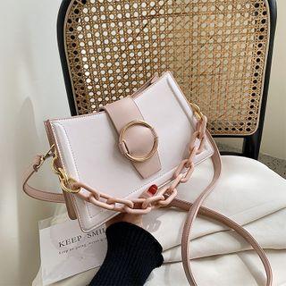 Faux Leather Hoop Chain Strap Crossbody Bag
