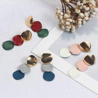 Triple Irregular Metal Disc Earring