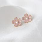 Alloy Flower Faux Pearl Earring 1 Pair - Gold & Pink - One Size