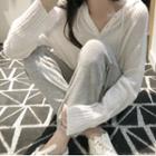 Set: Long-sleeve Hooded T-shirt + Cropped Harem Pants