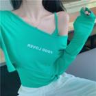 Set: Long-sleeve Lettering T-shirt + Camisole Top