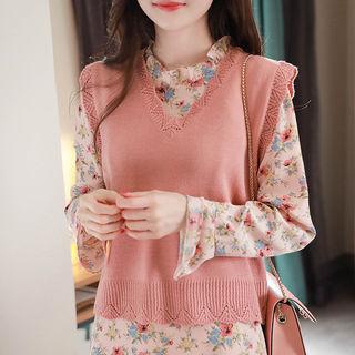 Scallop-edge Pointelle-knit Vest