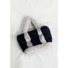 Contrast-trim Faux-fur Tote