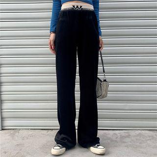 Cropped Long-sleeve T-shirt / Corduroy Wide-leg Pants