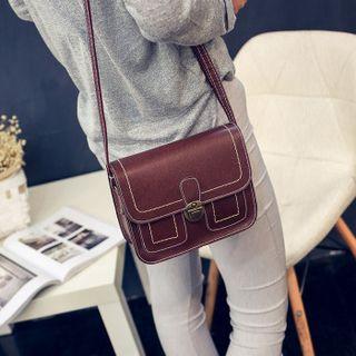 Stitch Detailed Faux Leather Shoulder Bag