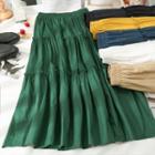 Ruffle-trim Plain Midi Skirt In 6 Colors