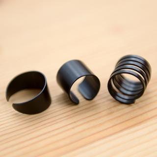 Set Of 3: Adjustable Rings Black - One Size