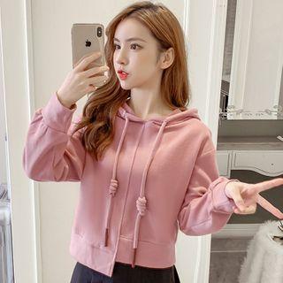 Asymmetric Plain Hooded Pullover
